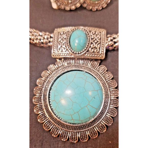 Allegro Turquoise Pendant Necklace & Earring Set New with tag - Picture 2 of 9